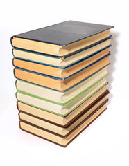 old books on white background