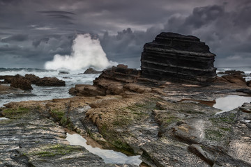 Sea wave approaching the shore. Portugal.