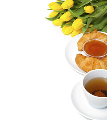 Continental breakfast and flowers