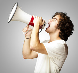 man with megaphone