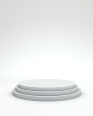 3 steps empty podium on white background.