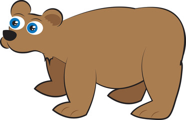 Isolated cartoon brown grizzly bear standing