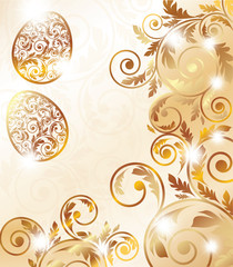 Easter golden card, vector illustration