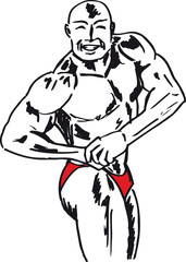 Sketch of bodybuilder. vector illustration