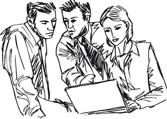 Sketch of successful business people working - 38621884