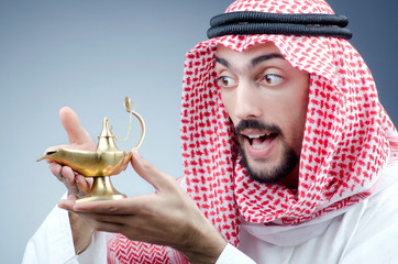Arab and ancient golden lamp