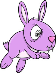 Crazy Purple Bunny Rabbit Vector Illustration Art