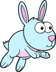 Fototapeta na wymiar Silly Blue Bunny Rabbit Vector Illustration Art