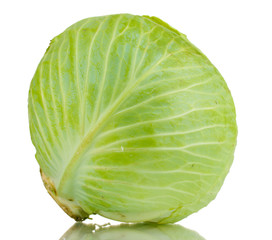 Obraz premium whole green cabbage isolated on white