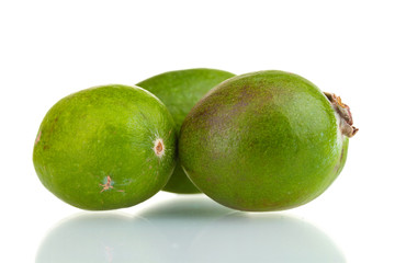 green feijoa fruit, isolated on white