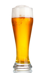 Glass of beer with isolated on white