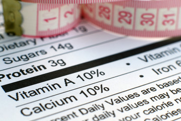Nutrition facts and measure tape