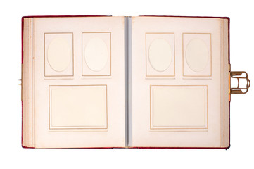 old vintage photo album with six pictures