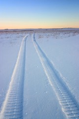 Trace de quad dans la neige