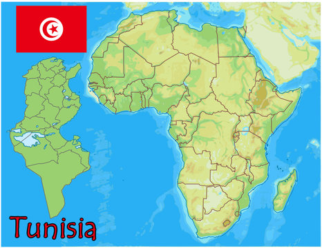 tunisia africa map flag emblem