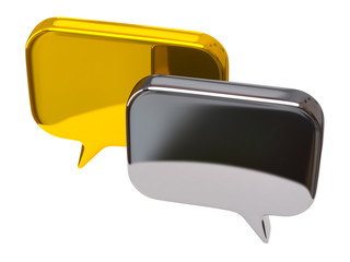 Fototapeta premium Silver and golden bubble chat icon