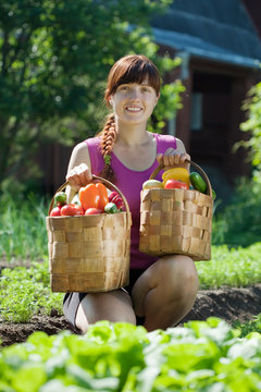 Happy  woman with vegetables