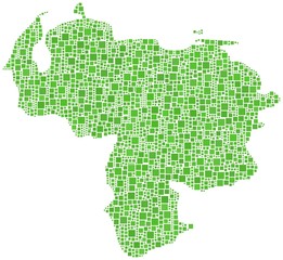 Map of Venezuela (America) in a mosaic of green squares