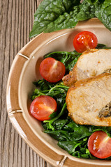 Spinat mit Fleischroulade