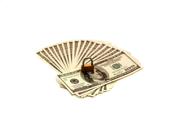 money dollars with lock