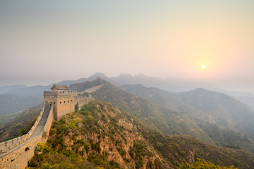 the great wall winding at sunrise