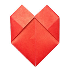 Origami paper heart isolated on white