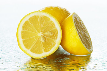 Lemon on wet surface