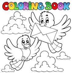 Oiseaux de livre de coloriage avec l& 39 enveloppe