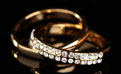 Golden ring on black