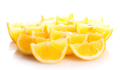Naklejka na ściany i meble Freshly sliced lemons isolated on white