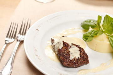 beef steak with potatoes