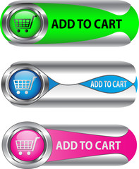 Metallic Add To Cart button/icon set for ecommerce