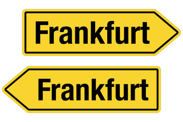 2 Pfeilschilder gelb FRANKFURT