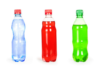 Three water bottle isolated on white background