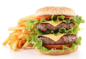 isolated hamburger