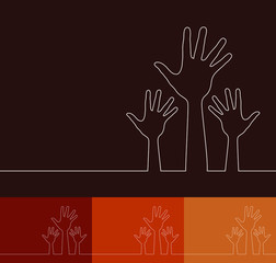 Simple line illustration of hands vector.