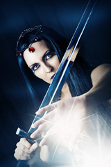 Fashion portrait of sexy brunette woman - witch