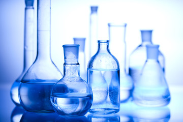 Blue chemistry vials, Laboratory
