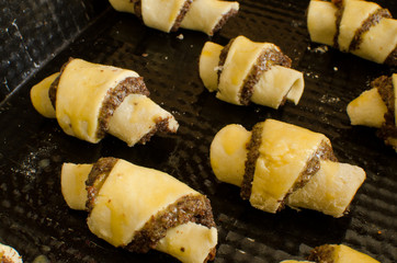 Baking poppy seed filled Rugelach - Jewish pastry