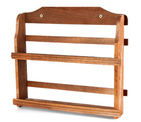 wooden shelf for spice isolated on white background