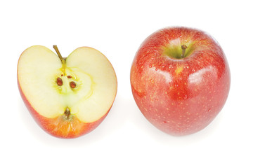 Sliced fresh apple on a white background