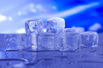 Blue and shiny ice cubes