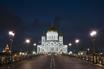 Fototapeta na wymiar The Cathedral of Christ the Savior at night, Moscow, Russia