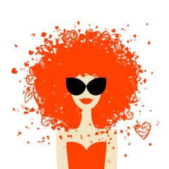 Photo sur Plexiglas Visage de femme Portrait de femme avec coiffure orange, style estival