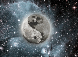 Moon with a sign of yin and yang © Denis Zaporozhtsev