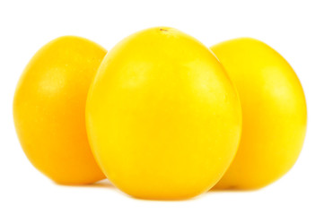 Yellow Cherry Plums Close-Up Isolated on White Background