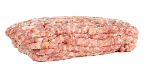 Raw Minced (Ground) Meat Isolated on White Background