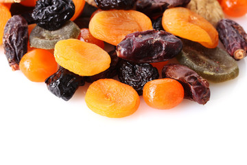 Dried fruits isolated on white
