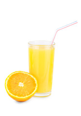 Obraz na płótnie Canvas orange juice and orange isolated on white