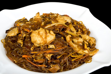 Potatoes spaghetti with chicken